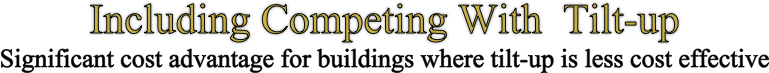 Including Competing With  Tilt-up
Significant cost advantage for buildings where tilt-up is less cost effective